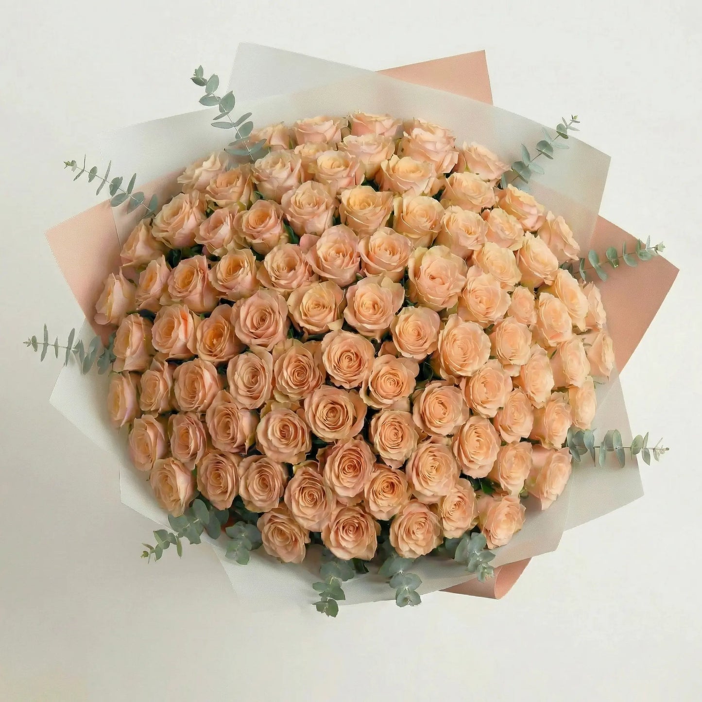 Ramo de Alta Gama de 100 Rosas Cor-de-Pêssego