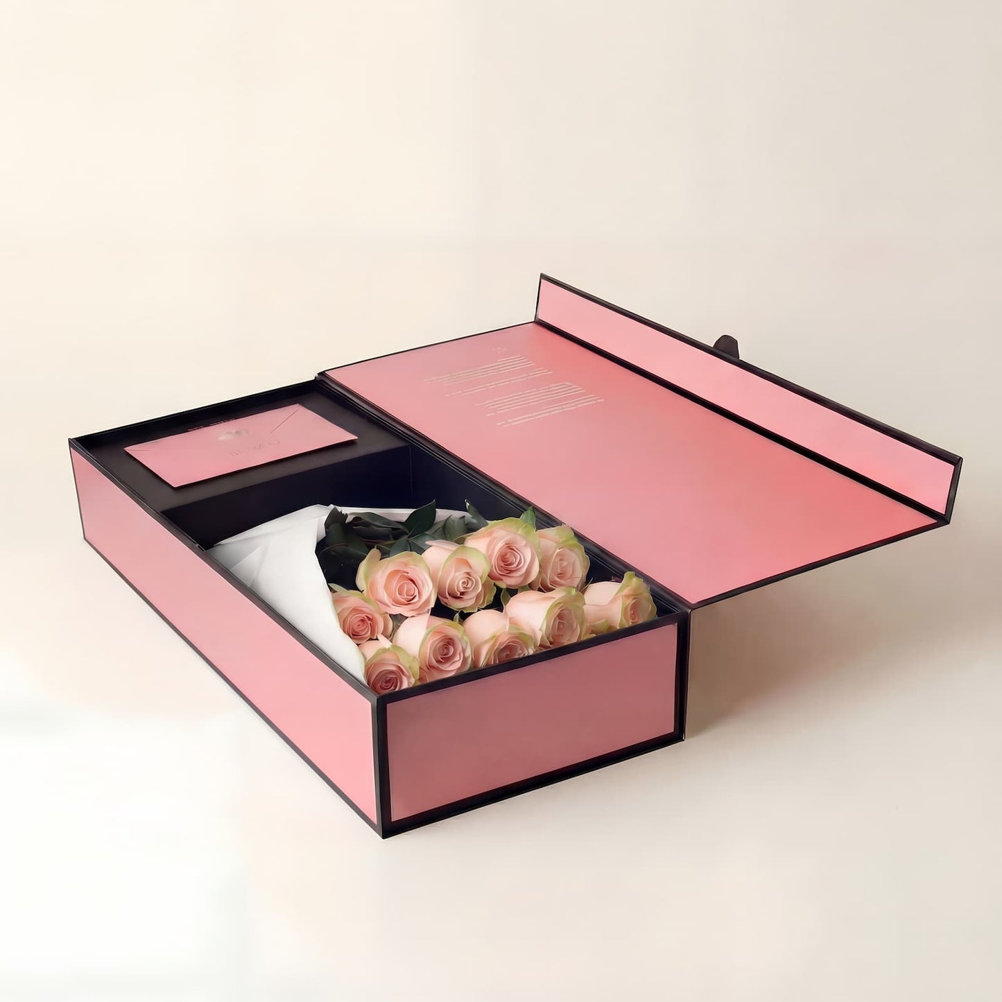 Caixa de Rosas cor de rosa angulo 2