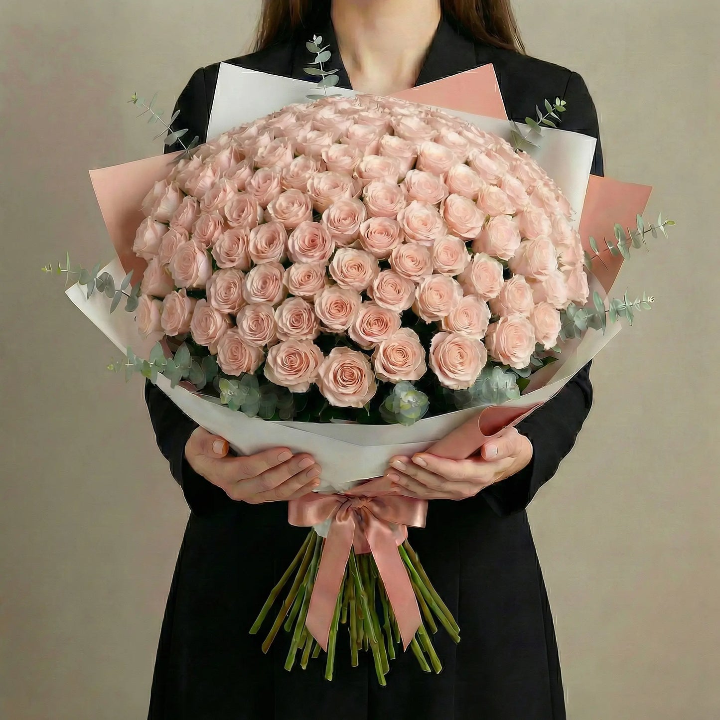 Ramo de Alta Gama de 50 Rosas Cor-de-Rosa